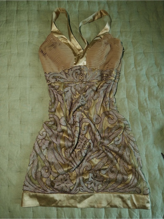 Sue Wong Dresses & Skirts - Sue Wong Vintage Gold and Champagne Beaded Halter Party Dress